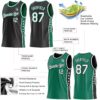 Custom Reversible Black White-Kelly Green Double Side Star Sublimation Basketball Suit Jersey