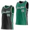 Custom Reversible Black White-Kelly Green Double Side Star Sublimation Basketball Suit Jersey