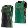 Custom Reversible Black Kelly Green-Old Gold Double Side Star Sublimation Basketball Suit Jersey
