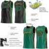 Custom Reversible Black Kelly Green-Old Gold Double Side Star Sublimation Basketball Suit Jersey