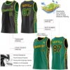 Custom Reversible Black Kelly Green-Gold Double Side Star Sublimation Basketball Suit Jersey