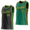 Custom Reversible Black Kelly Green-Gold Double Side Star Sublimation Basketball Suit Jersey