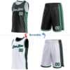Custom Reversible Black White-Kelly Green Double Side Star Sublimation Basketball Suit Jersey