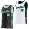 Custom Reversible Black White-Kelly Green Double Side Star Sublimation Basketball Suit Jersey
