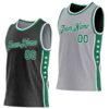 Custom Reversible Black Kelly Green-White Double Side Star Sublimation Basketball Suit Jersey