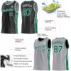 Custom Reversible Black Kelly Green-White Double Side Star Sublimation Basketball Suit Jersey