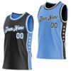 Custom Reversible Black White-Lakes Blue Double Side Star Sublimation Basketball Suit Jersey