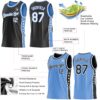 Custom Reversible Black White-Lakes Blue Double Side Star Sublimation Basketball Suit Jersey