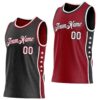 Custom Reversible Black White-Crimson Double Side Star Sublimation Basketball Suit Jersey