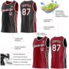 Custom Reversible Black White-Crimson Double Side Star Sublimation Basketball Suit Jersey