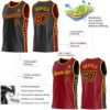 Custom Reversible Black Crimson-Gold Double Side Star Sublimation Basketball Suit Jersey
