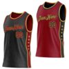 Custom Reversible Black Crimson-Old Gold Double Side Star Sublimation Basketball Suit Jersey