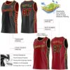Custom Reversible Black Crimson-Old Gold Double Side Star Sublimation Basketball Suit Jersey