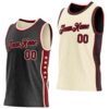 Custom Reversible Black Crimson-Cream Double Side Star Sublimation Basketball Suit Jersey