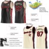 Custom Reversible Black Crimson-Cream Double Side Star Sublimation Basketball Suit Jersey