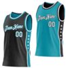 Custom Reversible Black White-Teal Double Side Star Sublimation Basketball Suit Jersey
