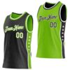 Custom Reversible Black White-Neon Green Double Side Star Sublimation Basketball Suit Jersey