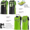 Custom Reversible Black White-Neon Green Double Side Star Sublimation Basketball Suit Jersey