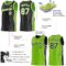 Custom Reversible Black White-Neon Green Double Side Star Sublimation Basketball Suit Jersey