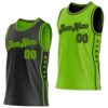 Custom Reversible Black Neon Green Double Side Star Sublimation Basketball Suit Jersey