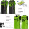Custom Reversible Black Neon Green Double Side Star Sublimation Basketball Suit Jersey