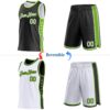 Custom Reversible Black White-Neon Green Double Side Star Sublimation Basketball Suit Jersey