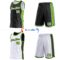 Custom Reversible Black White-Neon Green Double Side Star Sublimation Basketball Suit Jersey