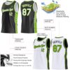 Custom Reversible Black White-Neon Green Double Side Star Sublimation Basketball Suit Jersey