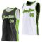 Custom Reversible Black White-Neon Green Double Side Star Sublimation Basketball Suit Jersey