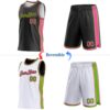 Custom Reversible Black Pink-Neon Green Double Side Star Sublimation Basketball Suit Jersey