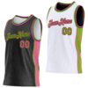 Custom Reversible Black Pink-Neon Green Double Side Star Sublimation Basketball Suit Jersey