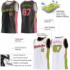 Custom Reversible Black Pink-Neon Green Double Side Star Sublimation Basketball Suit Jersey