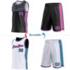 Custom Reversible Black Pink-Teal Double Side Star Sublimation Basketball Suit Jersey