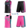 Custom Reversible Black Pink-Teal Double Side Star Sublimation Basketball Suit Jersey