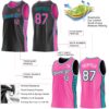 Custom Reversible Black Pink-Teal Double Side Star Sublimation Basketball Suit Jersey