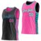 Custom Reversible Black Pink-Teal Double Side Star Sublimation Basketball Suit Jersey