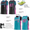 Custom Reversible Black Pink-Teal Double Side Star Sublimation Basketball Suit Jersey