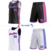 Custom Reversible Black Pink-Lakes Blue Double Side Star Sublimation Basketball Suit Jersey