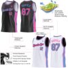 Custom Reversible Black Pink-Lakes Blue Double Side Star Sublimation Basketball Suit Jersey