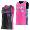 Custom Reversible Black Pink-Lakes Blue Double Side Star Sublimation Basketball Suit Jersey