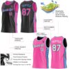 Custom Reversible Black Pink-Lakes Blue Double Side Star Sublimation Basketball Suit Jersey