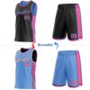Custom Reversible Black Pink-Lakes Blue Double Side Star Sublimation Basketball Suit Jersey