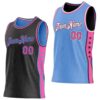 Custom Reversible Black Pink-Lakes Blue Double Side Star Sublimation Basketball Suit Jersey