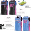 Custom Reversible Black Pink-Lakes Blue Double Side Star Sublimation Basketball Suit Jersey