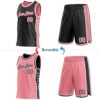 Custom Reversible Black Medium Pink-White Double Side Star Sublimation Basketball Suit Jersey