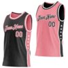 Custom Reversible Black Medium Pink-White Double Side Star Sublimation Basketball Suit Jersey