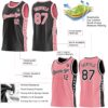 Custom Reversible Black Medium Pink-White Double Side Star Sublimation Basketball Suit Jersey