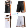 Custom Reversible Black White-Bay Orange Double Side Star Sublimation Basketball Suit Jersey