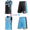 Custom Reversible Black White-Sky Blue Double Side Star Sublimation Basketball Suit Jersey