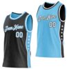Custom Reversible Black White-Sky Blue Double Side Star Sublimation Basketball Suit Jersey
